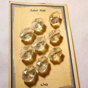 Vintage Czechoslovakia Latest Style L/10 Glass Buttons on Original Card